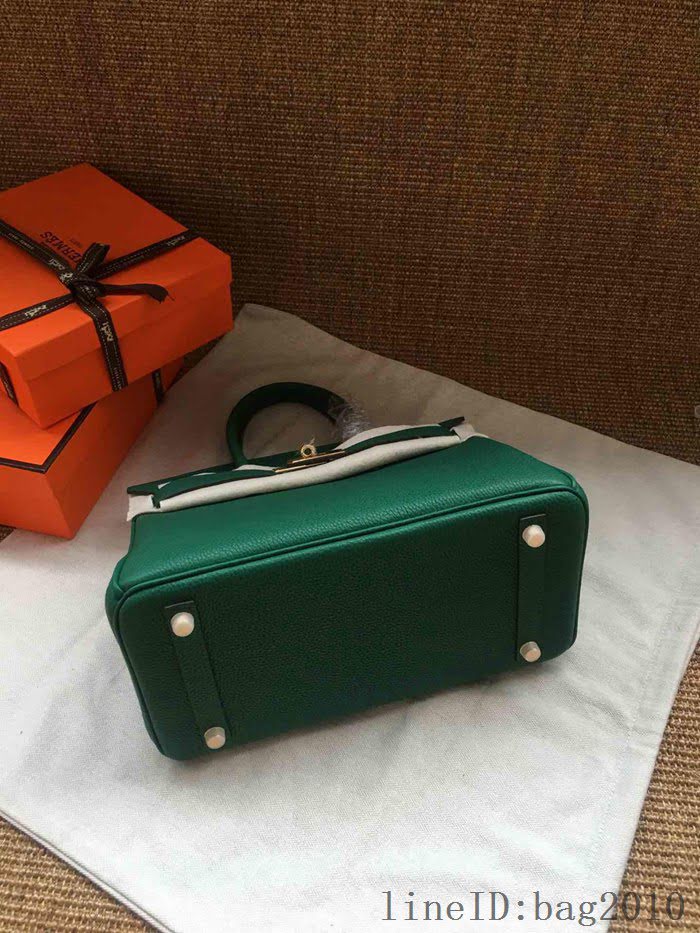 愛馬仕HERMES Birkin 鉑金包 墨綠色 進口小牛皮 金銀扣 皮質細膩柔軟 時尚女手提包  tdher1136